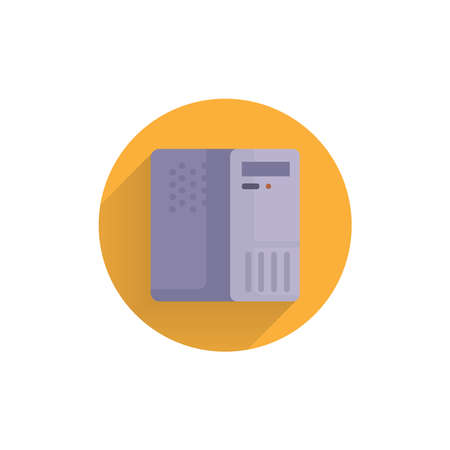 desktop computer colorful flat icon with shadow. Pc flat iconのイラスト素材