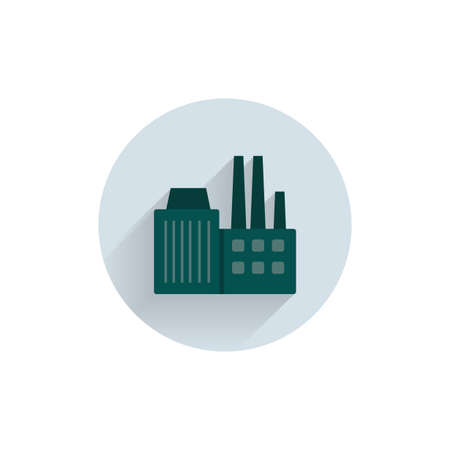 factory colorful flat icon with shadow. pollution iconのイラスト素材