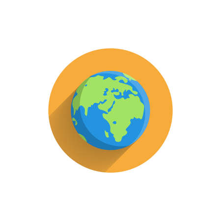 earth globe colorful flat icon with shadow. earth iconのイラスト素材
