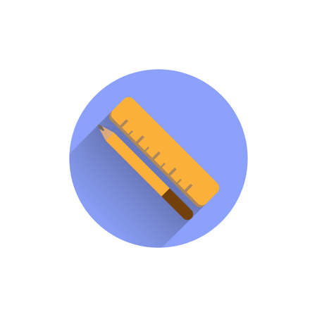 Ruler and pencil colorful flat icon with shadow. chancery flat iconのイラスト素材