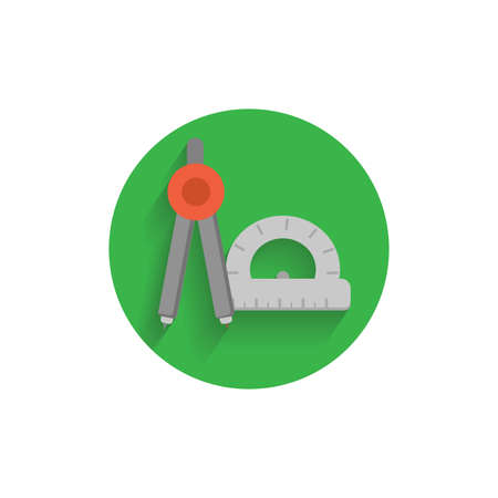 Compass with protractor colorful flat icon with shadow. geometry flat iconのイラスト素材