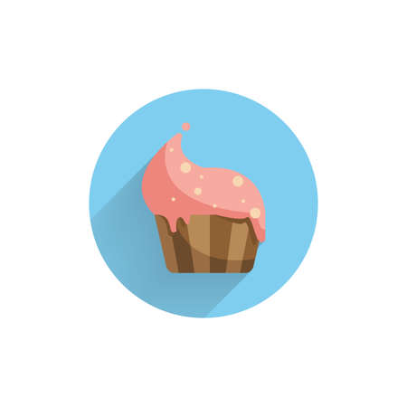 cupcake colorful flat icon with long shadow. cupcake flat iconのイラスト素材
