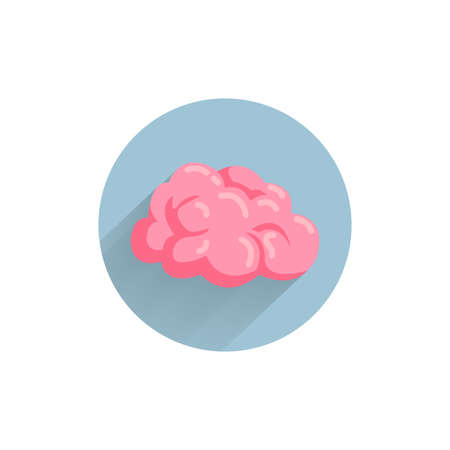 brain colorful flat icon with long shadowのイラスト素材