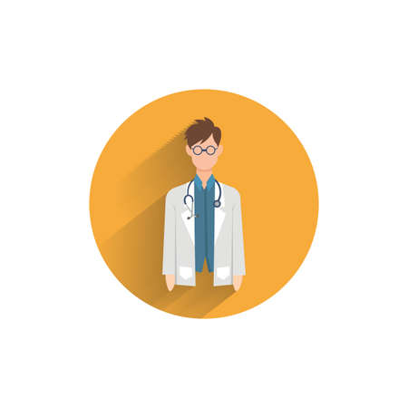 Doctor colorful flat icon with shadow. medical iconのイラスト素材