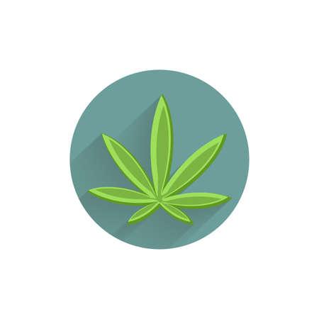 Cannabis icon, marijuana leaf colorful flat icon with long shadow. Cannabis leaf flat iconのイラスト素材