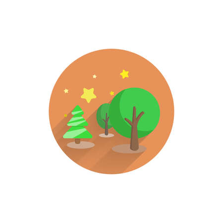 forest colorful flat icon with shadow. tree flat iconのイラスト素材