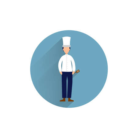 chef character colorful flat icon with long shadow. chef cooking flat iconのイラスト素材