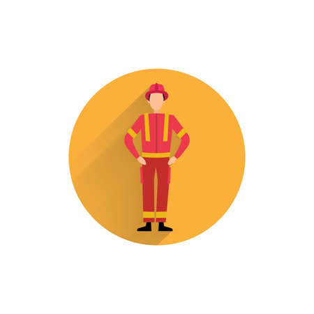 fireman colorful flat icon with long shadow. fireman flat iconのイラスト素材