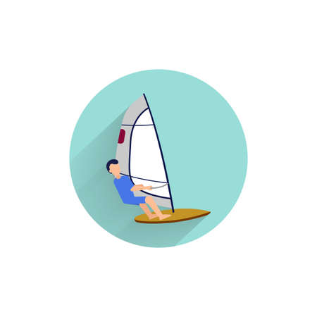 windsurfer colorful flat icon with long shadow. windsurfer flat iconのイラスト素材