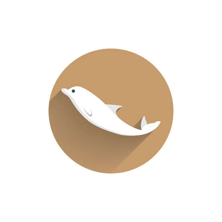 Dolphin colorful flat icon with shadow. Dolphin flat iconのイラスト素材