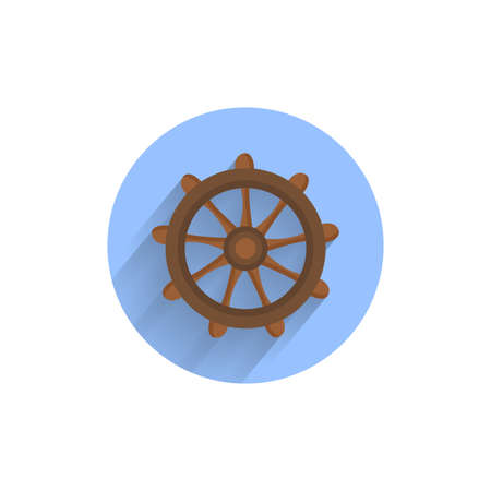 Handwheel colorful flat icon with shadow. sea flat iconのイラスト素材
