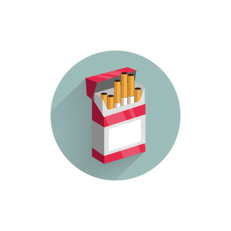 cigarettes pack colorful flat icon with long shadow. cigarettes flat iconのイラスト素材