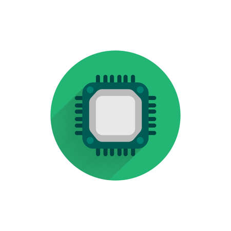CPU colorful flat icon with long shadowのイラスト素材