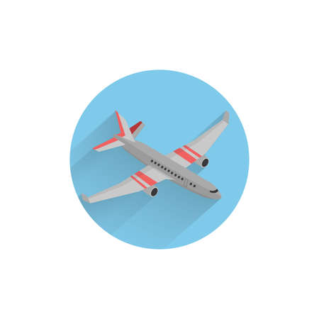 plane colorful flat icon with long shadow. plane flat icon