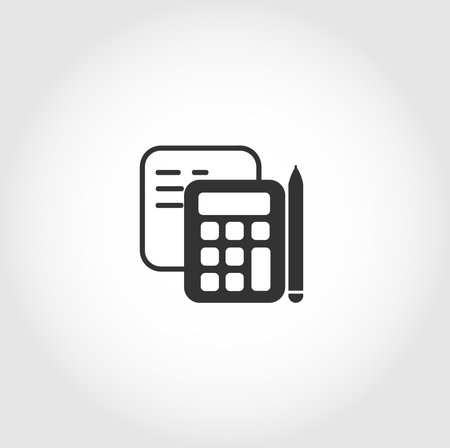 accounting calculator with pen and paper isolated vector icon, business elementのイラスト素材