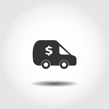 Cash transit, bank van isolated vector icon. business design elementのイラスト素材