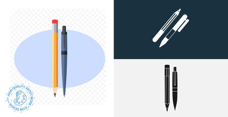 pencil and pen isolated vector icon. line, solid design elementのイラスト素材