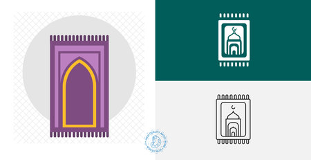 carpet for namaz isolated flat icon. line, solid islamic design elementのイラスト素材
