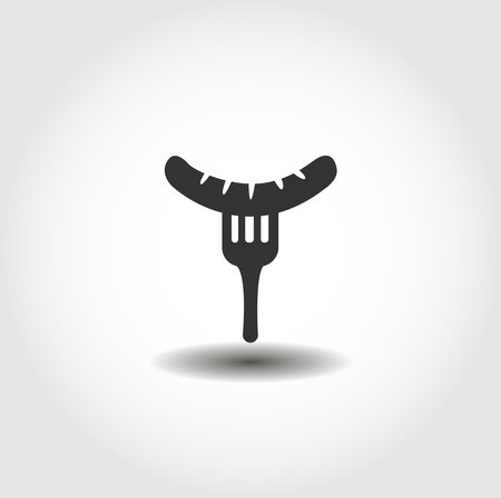 Sausage on fork isolated vector icon. food design elementのイラスト素材
