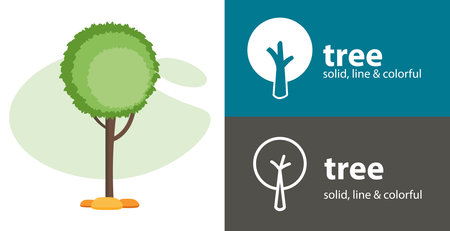 tree isolated vector flat icon. plant line solid design elementのイラスト素材