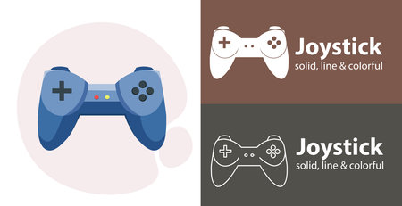 Joystick icon. gamepad isolated vector icon. Joystick line solid flar iconのイラスト素材
