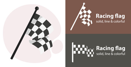 racing flag isolated vector icon. racing sport line solid flar iconのイラスト素材