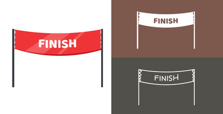 finish banner isolated vector icon. racing sport line solid flar iconのイラスト素材