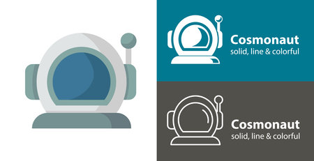 astronaut helmet isolated vector icon. space line solid flat iconのイラスト素材