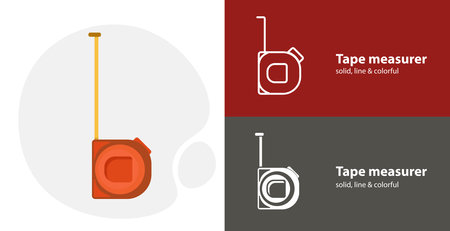 Tape measure icon. Roulette construction isolated tool flat icon with Tape measure solid, line iconsのイラスト素材