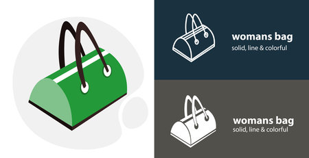 Women bag flat icon, with bag simple, line iconのイラスト素材