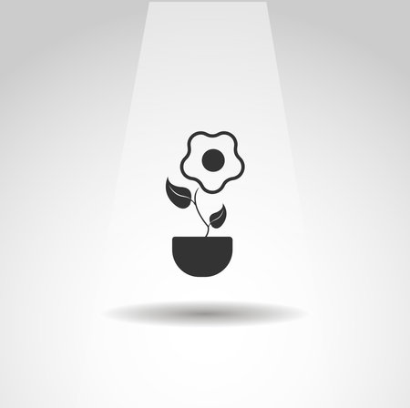 flower in the pot icon, simple plant iconのイラスト素材