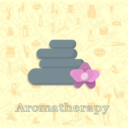 hot stone massage vector flat illustration, aromatherapy vector illustrationのイラスト素材