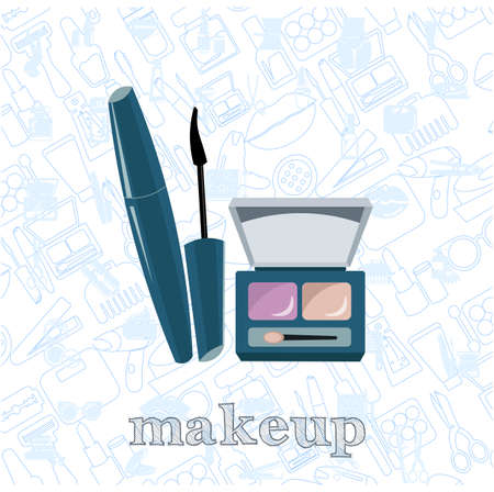 Eye shadow kit vector flat illustration, cosmetic eye liner vector illustrationのイラスト素材