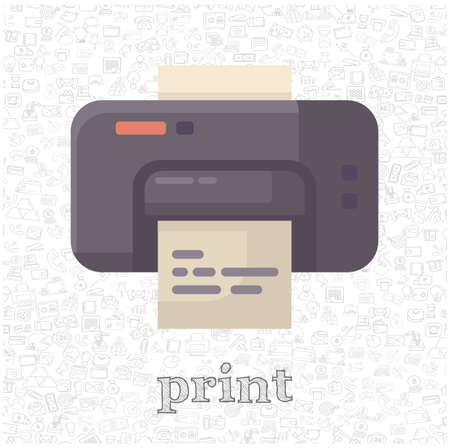 print isolated vector flat illustration. printer design element for illustrationのイラスト素材