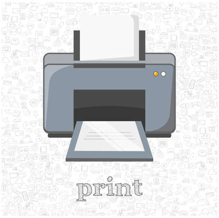 print isolated vector flat illustration. printer design element for illustrationのイラスト素材