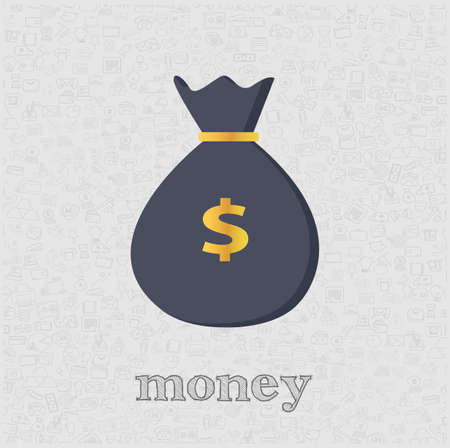 Money pouch isolated vector flat illustration. Money bag design element for illustrationのイラスト素材