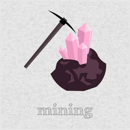 Mining Hammer isolated vector flat illustration. Mining the diamonds design element for illustrationのイラスト素材