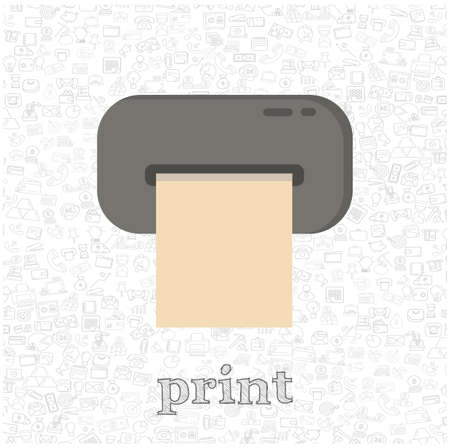 print isolated vector flat illustration. printer design element for illustrationのイラスト素材