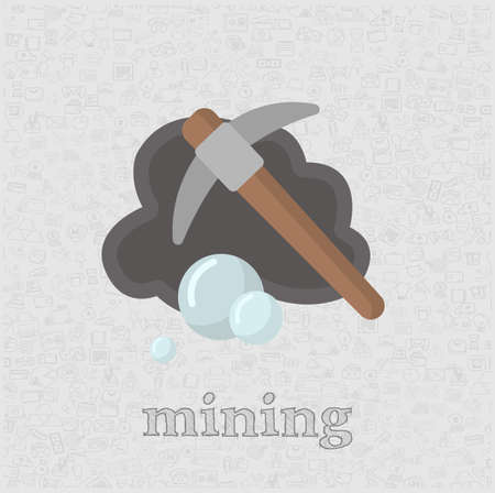 Mining Hammer isolated vector flat illustration. Mining the diamonds design element for illustrationのイラスト素材