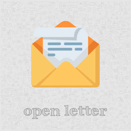letter envelope isolated vector flat illustration. open mail design element for illustrationのイラスト素材