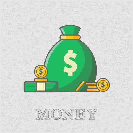 Money pouch isolated vector flat illustration. Money bag design element for illustrationのイラスト素材