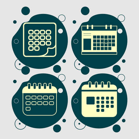 calendar icon set with month, time management, calendars iconのイラスト素材