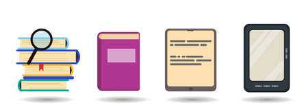 book vector clip art set, education, electronic book, tutorial, video book clip art.