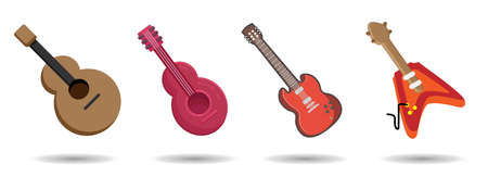 guitar vector clip art set, electric, classical spanish, acoustic wooden. guitar vector clip art set, electric, classical spanish, acoustic wooden. guitar vector clip art set, electric, classical spanish, acoustic wooden.のイラスト素材