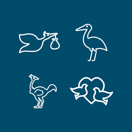 bird line icon setのイラスト素材