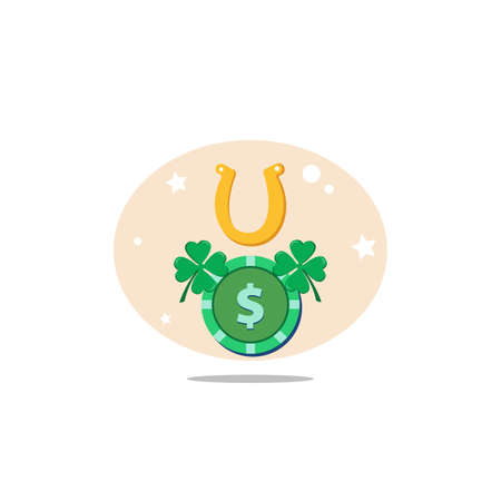 casino chip with horseshoe and four leaf clipart. casino chip with horseshoe and four leaf simple vector clipart.のイラスト素材
