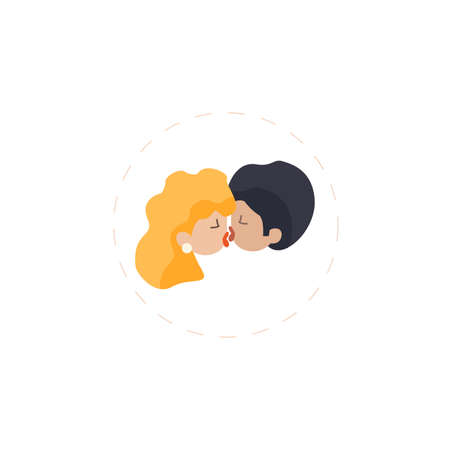 couple in love kisses clipart. couple in love kisses simple vector clipart.のイラスト素材