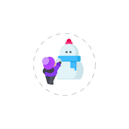 child make a snowman clipart. child make a snowman simple vector clipart.のイラスト素材