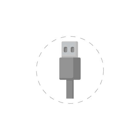USB cable clipart. USB cable simple vector clipart. USB cable isolated clipart.のイラスト素材