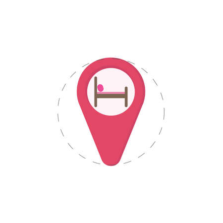 geolocation hostel sign vector colorful clipart. hostel flat illustrationのイラスト素材